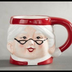 NEW RARE Pottery Barn Mrs. Claus Shaped Ceramic Mug